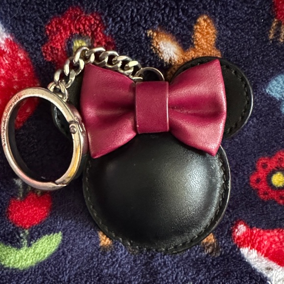 Kate Spade Black and Pink Bow Keychain - Picture 1 of 4